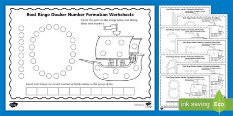 Boat Bingo Dauber Number Formation Worksheets | Twinkl