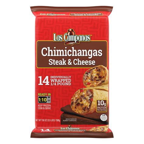 Las Campanas Steak and Cheese Chimichangas, 56 oz, Plastic Film, 14 ...