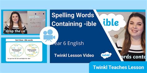 Year 6 (Ages 10-11) Spelling -ible Words: Video Lesson