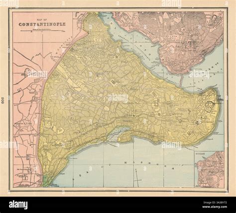 Map of Constantinople town city plan. Turkey. CRAM 1894 old antique chart Stock Photo - Alamy