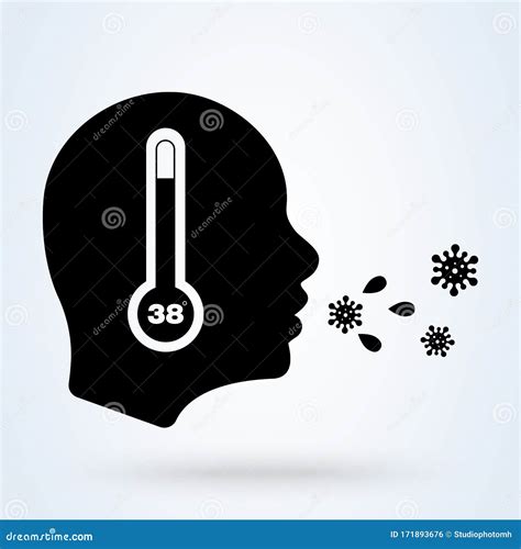 Fever, Cough, High Temperature Icon. Thermometer Icon. Flu, Virus, Illness Symbols Stock Vector ...