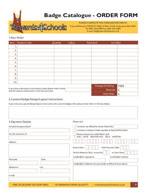 Fillable Online Badge Catalogue - ORDER FORM Fax Email Print - pdfFiller