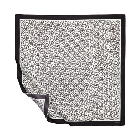 White Black Typo Monogram Silk Twill Scarf | Ipekevi