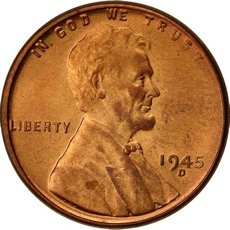 One Cent 1945 Wheat Penny, Coin from United States - Online Coin Club