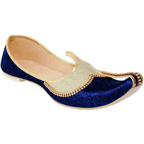 Buy Golden Blue Silk Men's Sherwani Jutti | Shop Online – Krafto Jodhpur