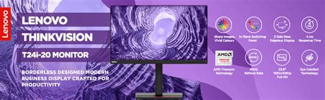 Lenovo Thinkvision T24I-20 23.8-Inch FHD LCD Monitor (61F7Mar1Ww ...