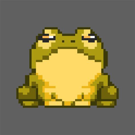 Vector fat green yellow frog with slanted eyes pixel art, perfect for ...