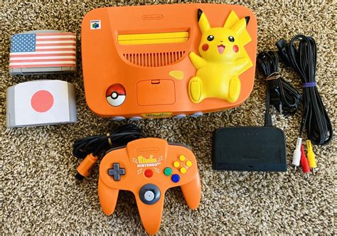 Limited Orange Pikachu Nintendo 64 N64 OEM Pokémon Console + GAMES ...