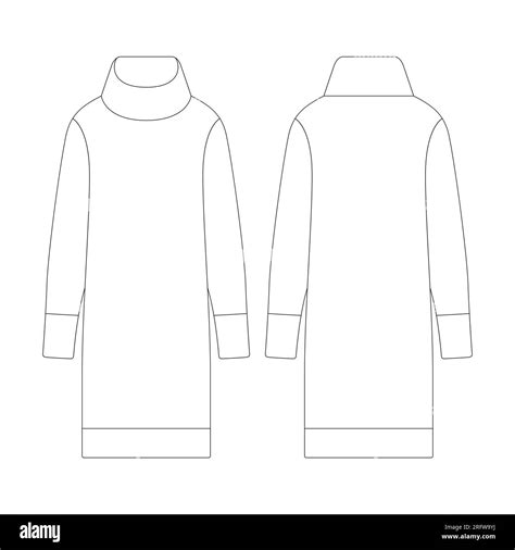 Template women turtleneck long sleeved dress vector illustration flat ...