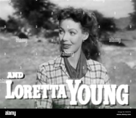Loretta Young in Along Came Jones trailer Stock Photo - Alamy