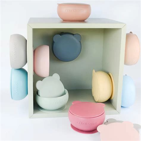 MinikOiOi Bowl-With Suction Base-Microwave Safe-Powder Grey-For Feeding ...