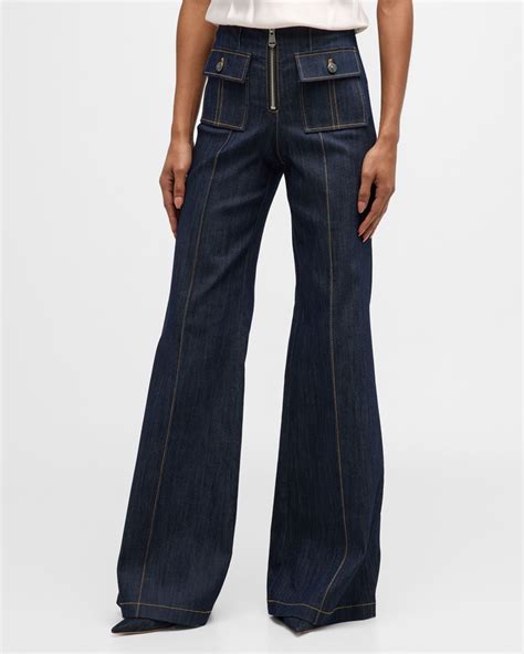 Cinq a Sept Azure Wide-Legs Denim Pants | Neiman Marcus
