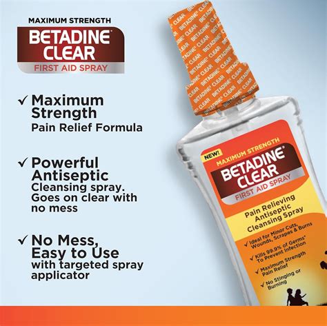 BETADINE Clear First Aid Spray, Max Strength Pain India | Ubuy