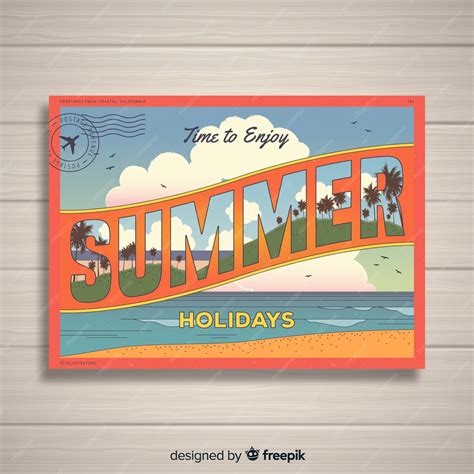 Premium Vector | Vintage summer holiday postcard