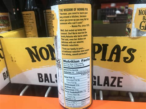Nonna Pia's Classic Balsamic Glaze Nutrition Facts and Ingredients List ...