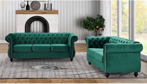 Wood Art India - 3 +2 Seater Luxary Designed Velvet Tuffted Sofa Set ...