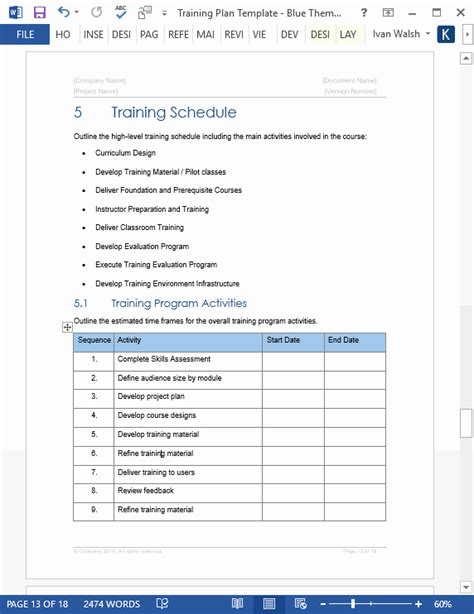 Image result for Project Plan for a Developing Training Module Template