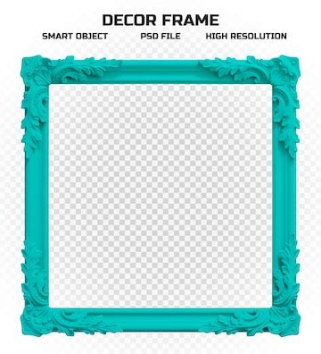 Realistic matte cyan border frame in high resolution for picture ...