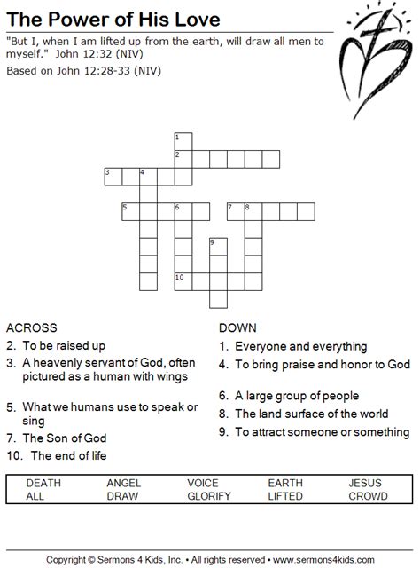 The Power of His Love - Crossword Puzzle