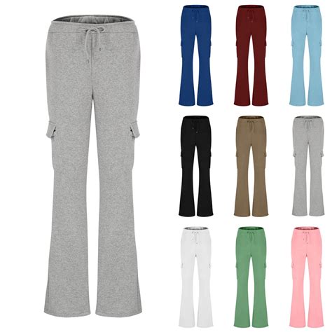 Frostluinai Cargo Sweatpant for Women Drawstring Waist Yoga Bootcut ...