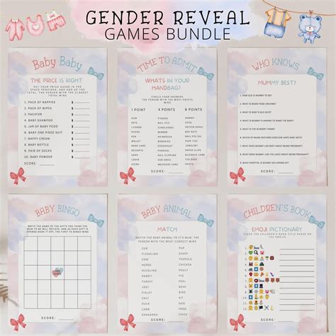 Gender Reveal Games Bundle, Printable Baby Shower Game, Baby Party ...
