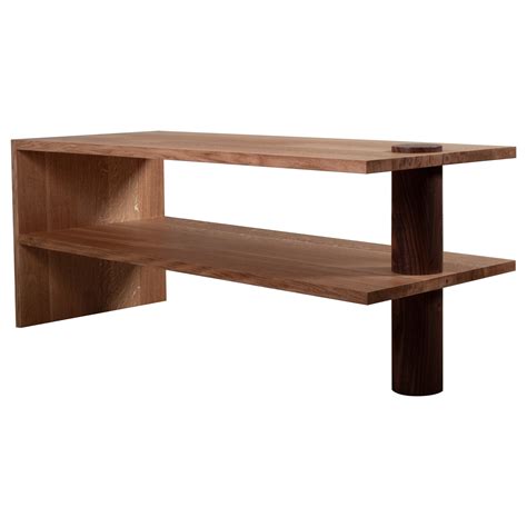 Mighty Architectural Oak and Walnut Low Console Table For Sale at 1stDibs