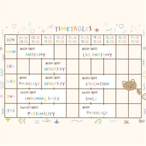 Class Schedule Printable 的图像结果