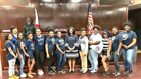 Clerk of Court Gwen Marshall speaks to youth group