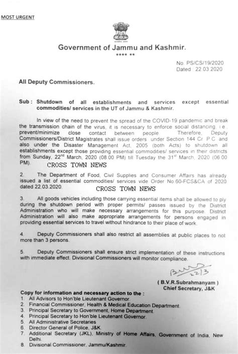 Covid-19: J&K moves under complete Shutdown till 31st March; No more ...