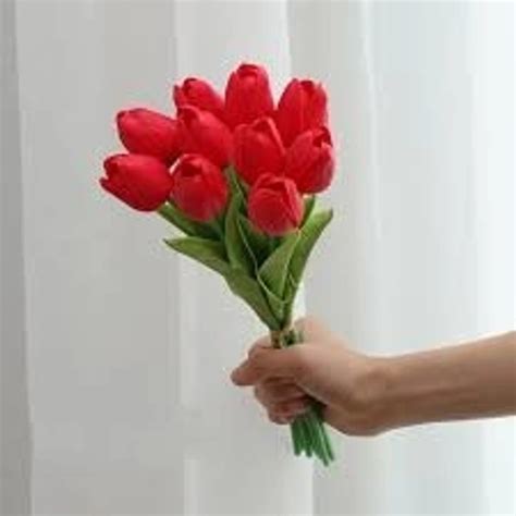 Artificial Tulip Flower Red/Green