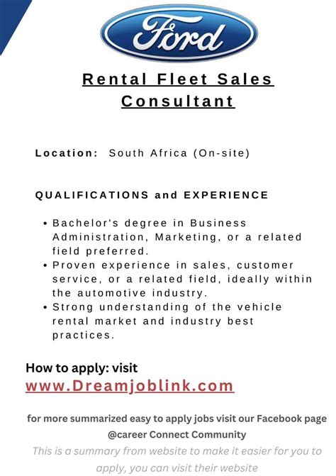 Find SA Jobs on LinkedIn: Rental Fleet Sales Consultant at Ford South Africa R10 000 – R22…