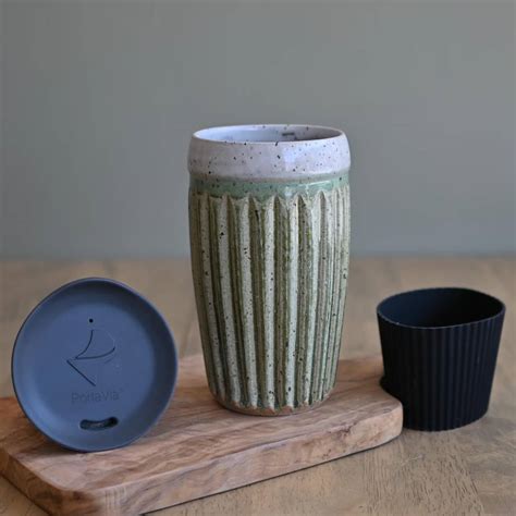 Handmade Ceramic Travel Mug with Silicone Lid | The Green Head