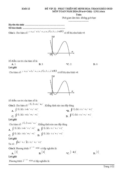 DE VIP 22 - PHAT Trien DE MINH HOA THAM KHAO BGD MON TOAN NAM 2024 ...