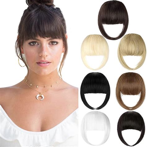 Bangs Hair Clip Extension French Bang Clip in Thick Natural Full Front ...