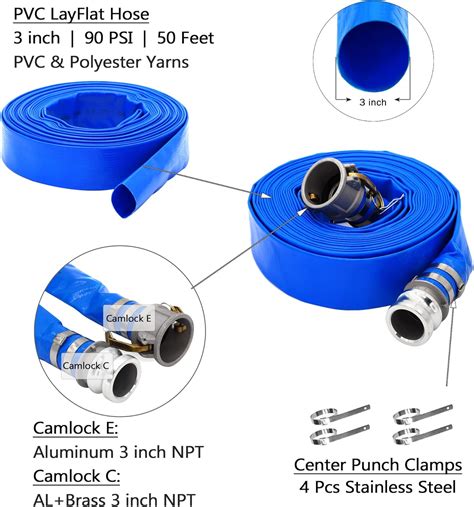 Buy DAVCO 3 ID × 50 ft Pool Backwash Hose, Heavy Duty Reinforced Blue ...