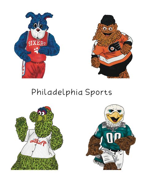 Philadelphia Sports Mascots Wall Art Philly Phanatic Swoop - Etsy