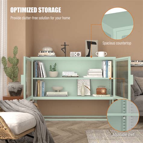 Modern Accent Glass Storage Cabinet, Sideboard, Simple Credenza with ...