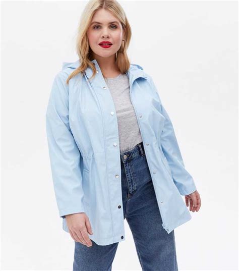 Curves Pale Blue Hooded Anorak | New Look
