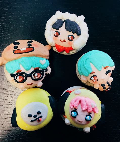 BTS x BT21 x Honey & Butter macarons! // such a cute set of round 2 ...
