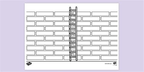 Ladder Leaning Against Wall Colouring Sheet (teacher made)