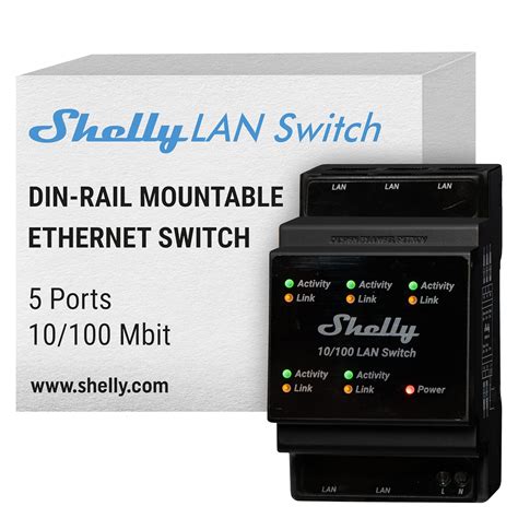 Shelly LAN Switch | 5 Port RJ45 10/100 Mbps Fast Ethernet Switch | DIN ...