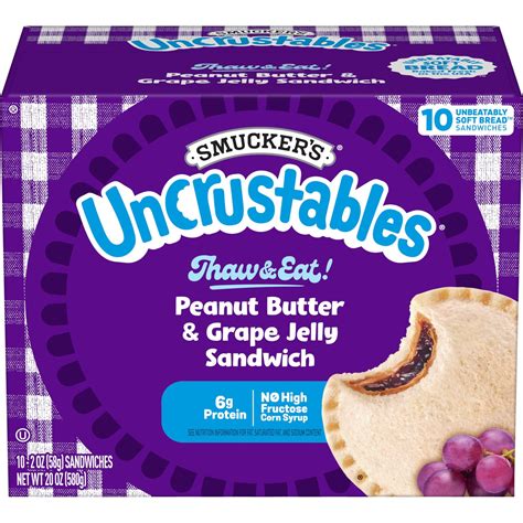 Smucker's Uncrustables, PB&J Premade Freezer Sandwiches, Peanut Butter ...