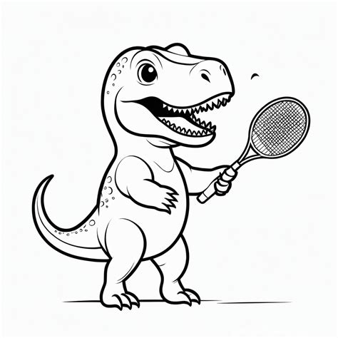 Cute T-Rex Playing Badminton | Stable Diffusion Online