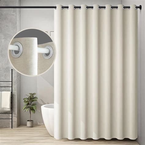 Amazon.com: Extra Long Shower Curtain, 84 Inch Length, Fabric Hookless ...