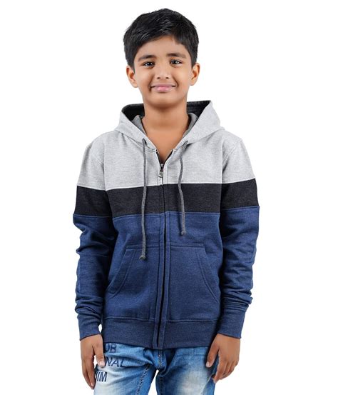 Buy checkersbay Boy's Fleece Multicolour Hooded Solid Boys Sweatshirt ...
