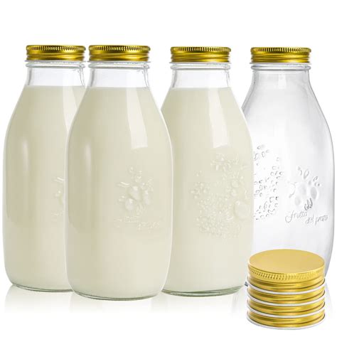 ZOOFOX 4 Pack 32 oz Glass Milk Bottles | Nellis Auction