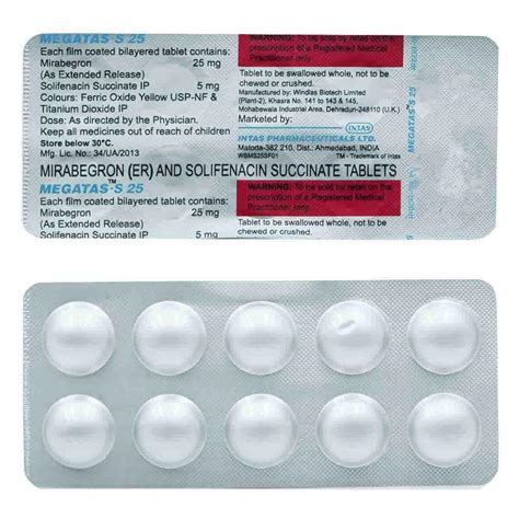 Megatas-S 25 Tablet - Solifenacin & Mirabegron for Overactive Bladder