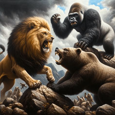 Lion And Bear Fight