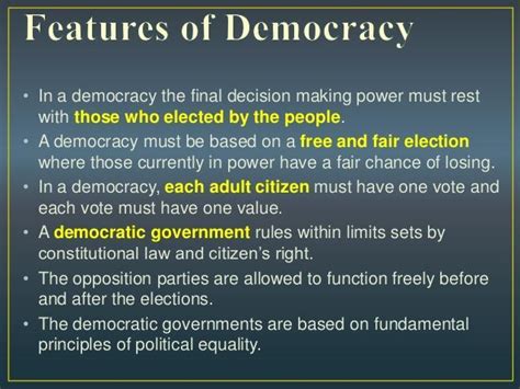 what are five essential features of democracy ? - Brainly.in
