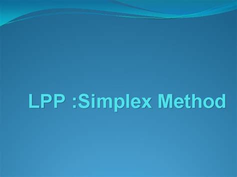 LPP Simplex Method 的图像结果